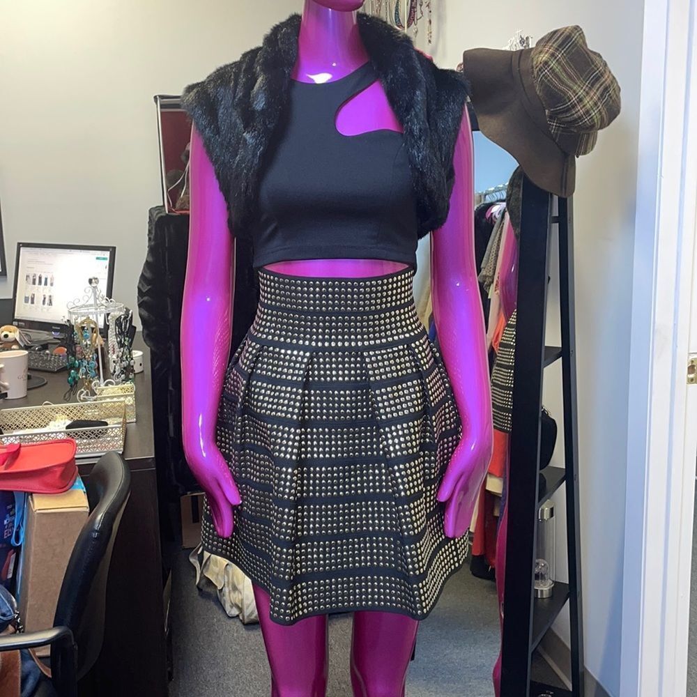Hommage studded A-Line skirt
